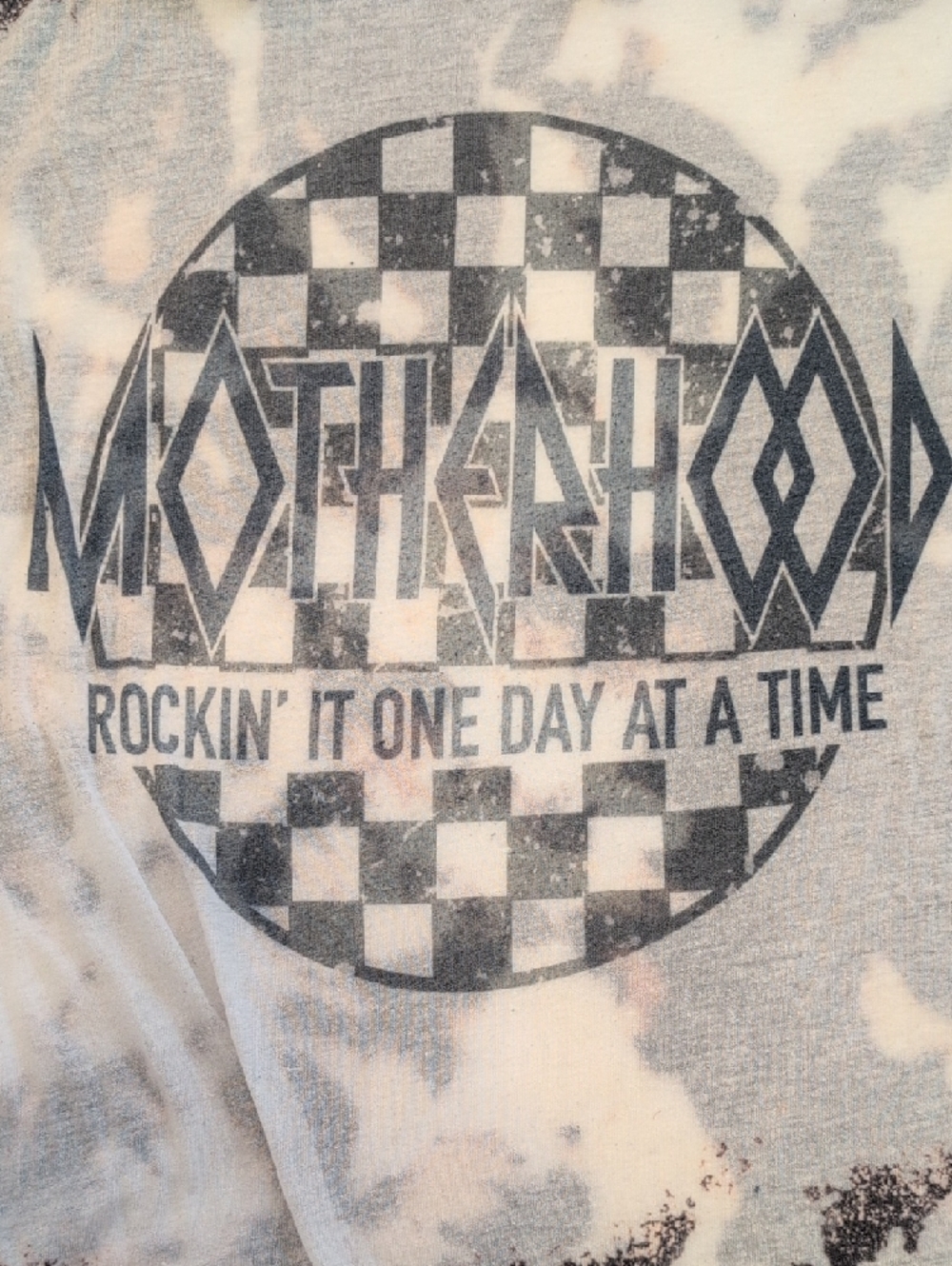 Motherhood Graphic Checkerboard Tee Black and White Tie Dyed Size 2X - Picture 2 of 9